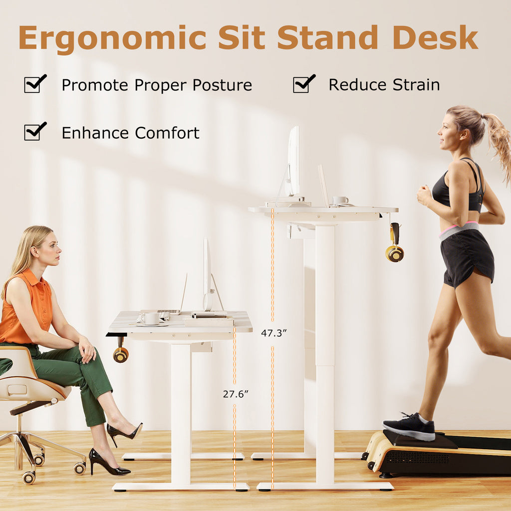 Electric Standing Desk Height Adjustable 3 Memory - Small White