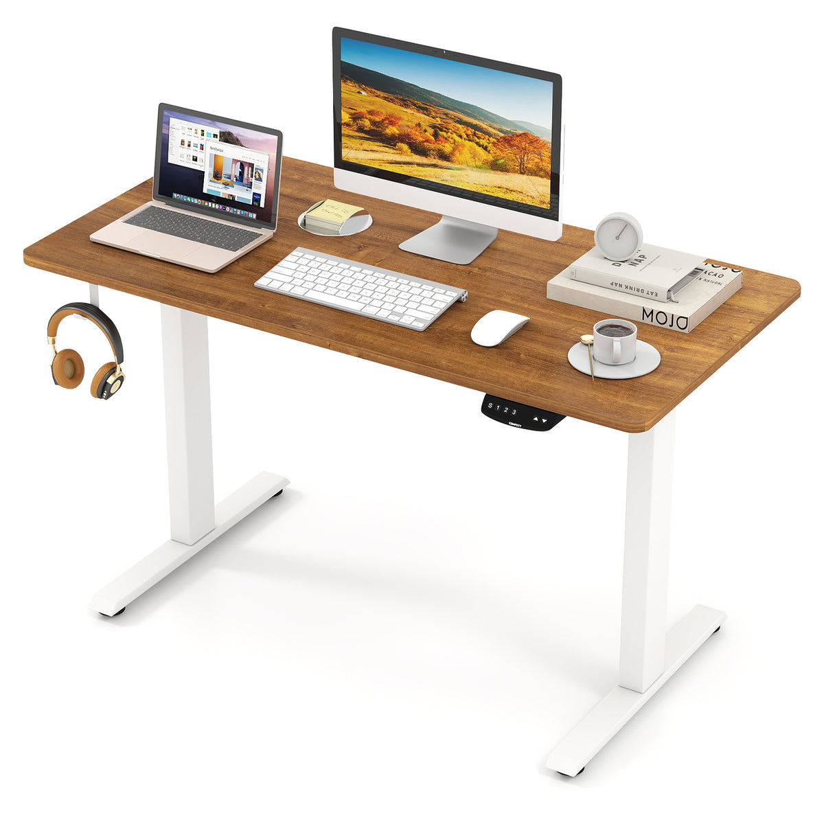 Electric Standing Desk Height Adjustable 3 Memory - Walnut, Small