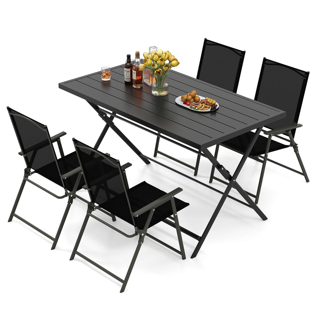 5-Piece Foldable Outdoor Dining Set with Table & Chairs