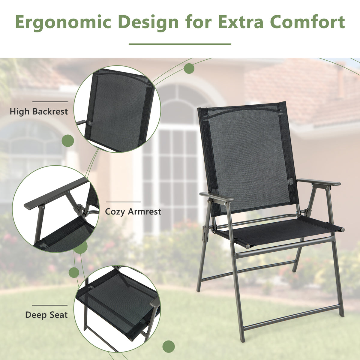 5-Piece Foldable Outdoor Dining Set with Table & Chairs