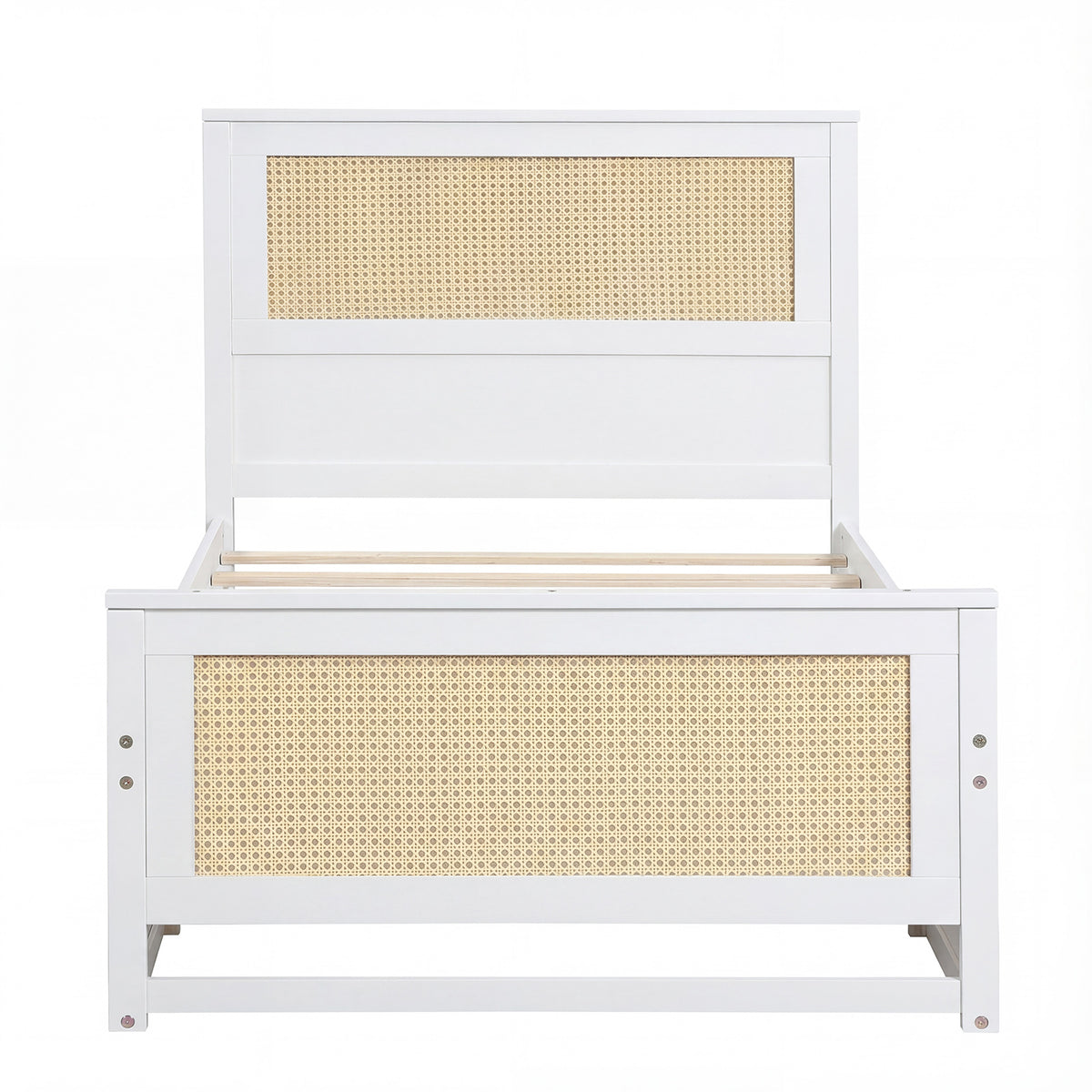 Full Size Rattan Bed Frame with Storage Drawers – Gray