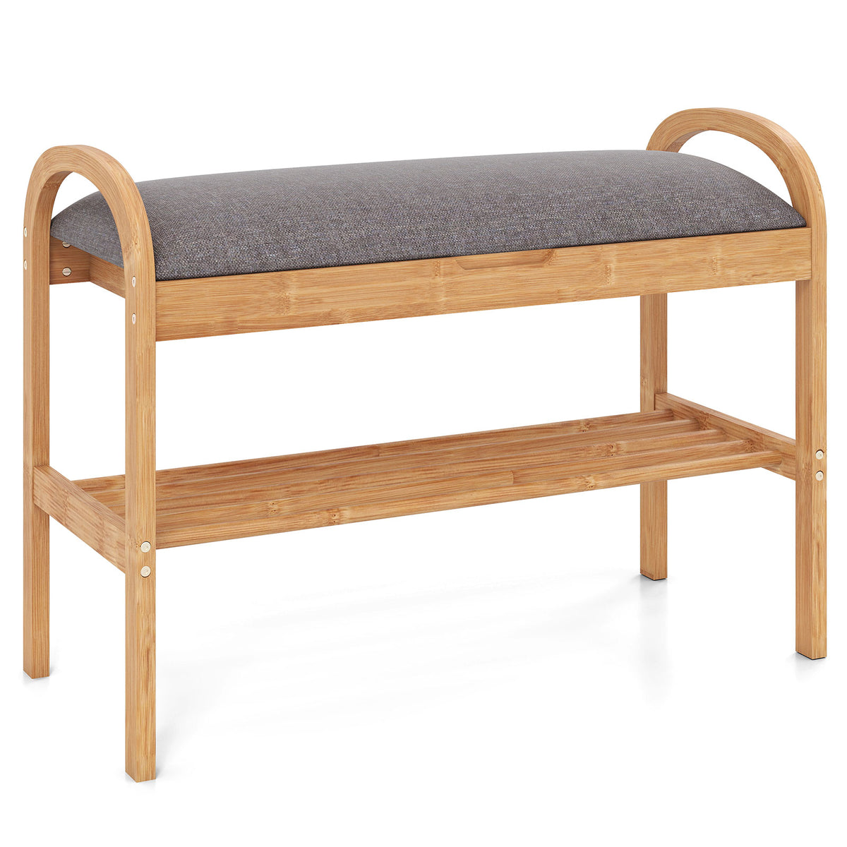 Upholstered Entryway Bench with Storage - Gray