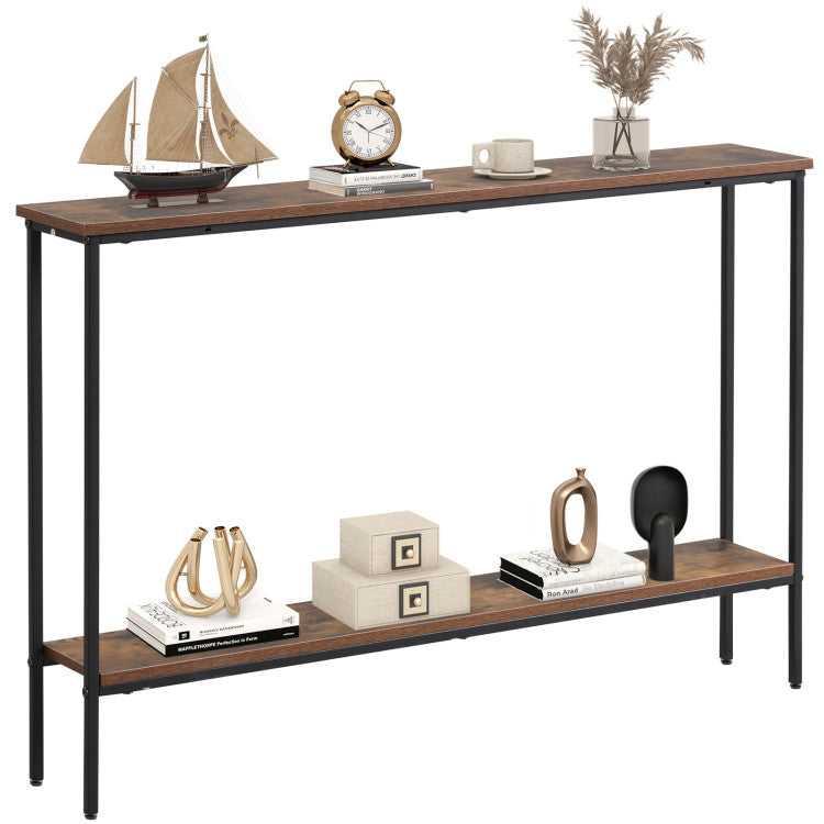 44-Inch Console Table with 5-Tier Hall Tree & Entryway Bench