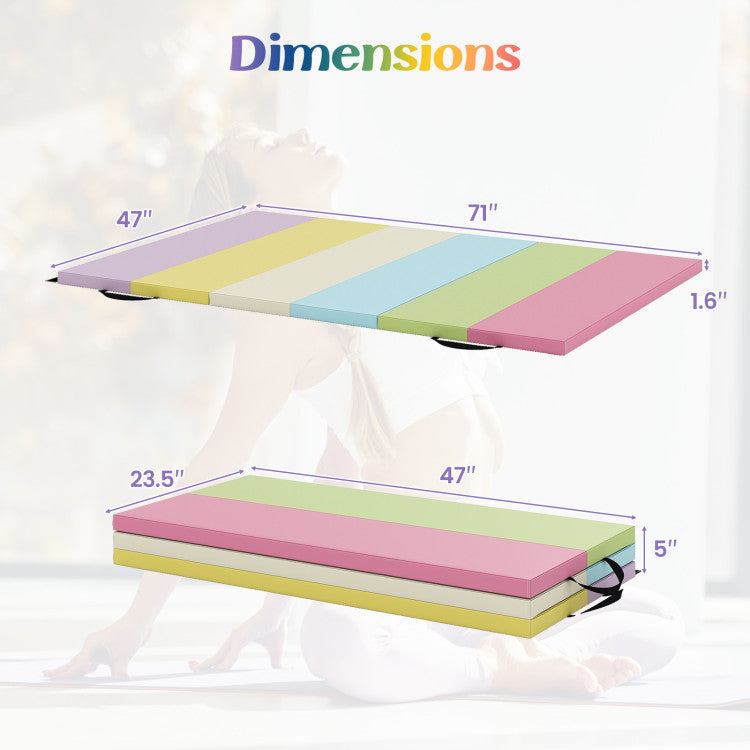 Kids & Adults Yoga Set with Mat and Balance Beam - Foldable, Non-slip, Colorful