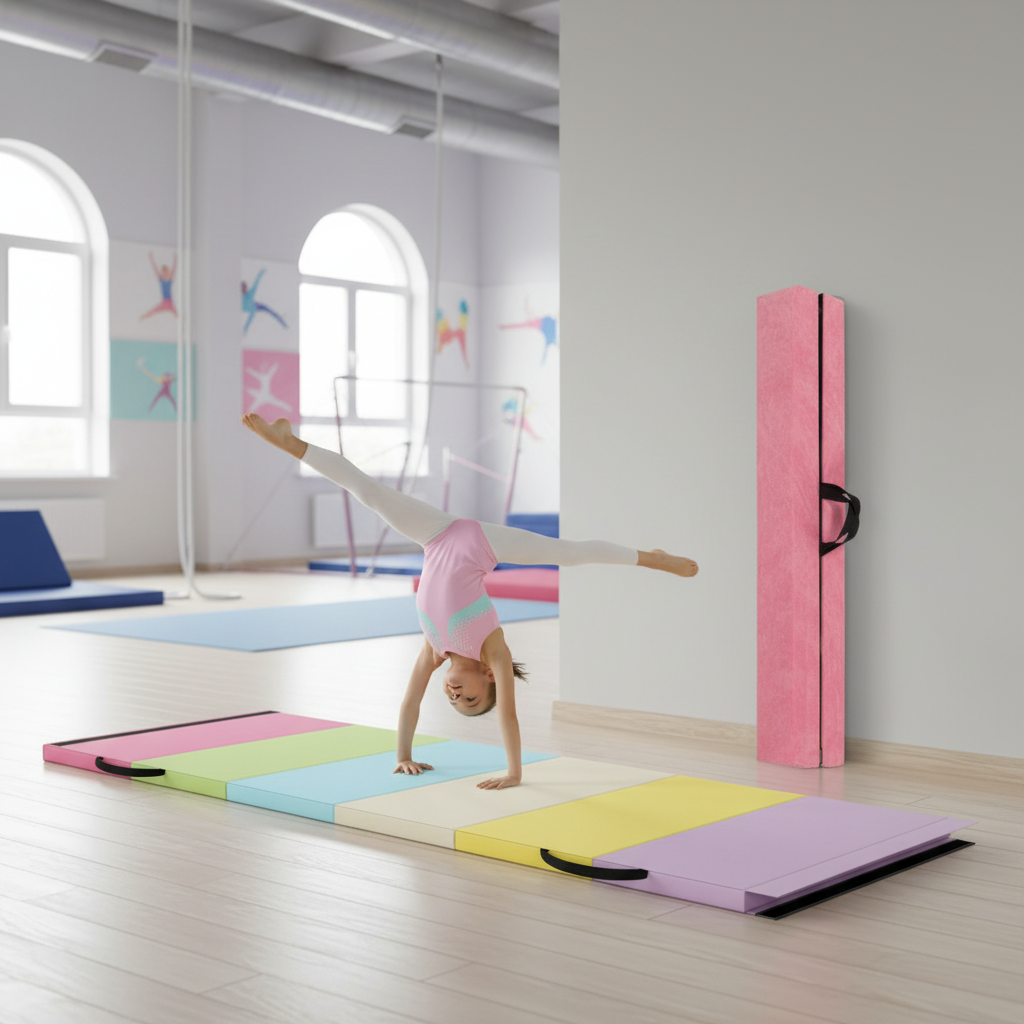 Kids & Adults Yoga Set with Mat and Balance Beam - Foldable, Non-slip, Colorful