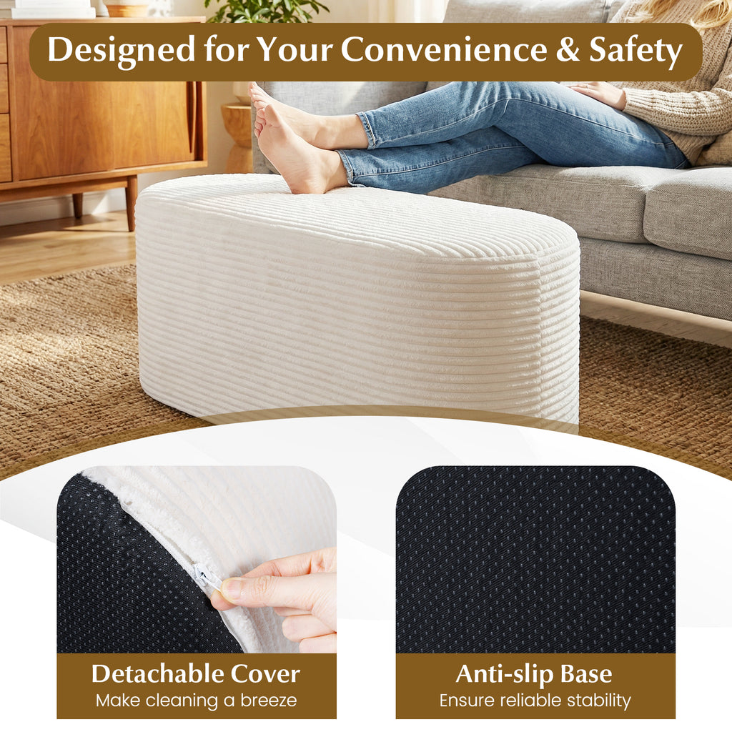Upholstered Ottoman Bench with High-Density Sponge - Beige