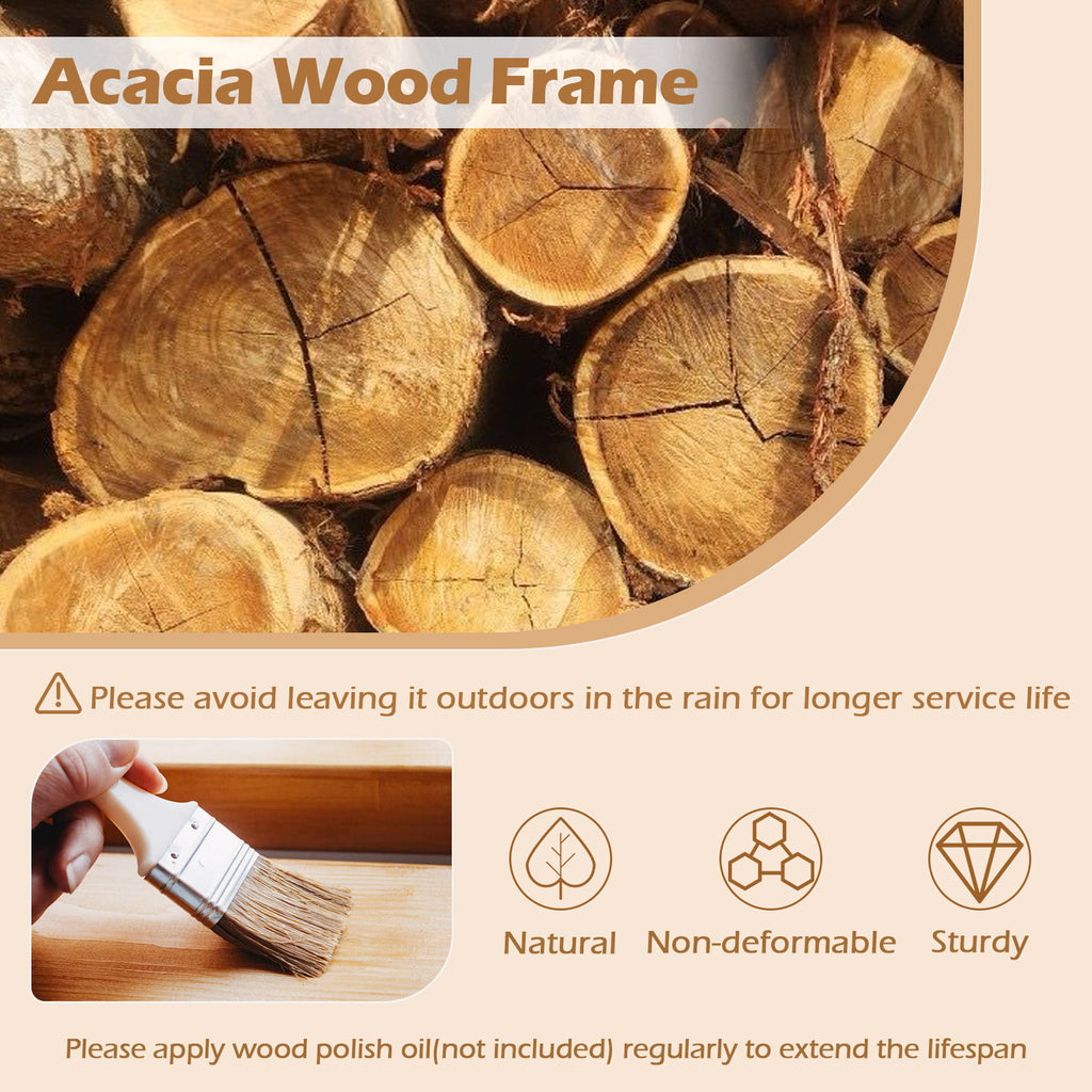 5 Pieces Acacia Wood Patio Dining Set with Umbrella Hole