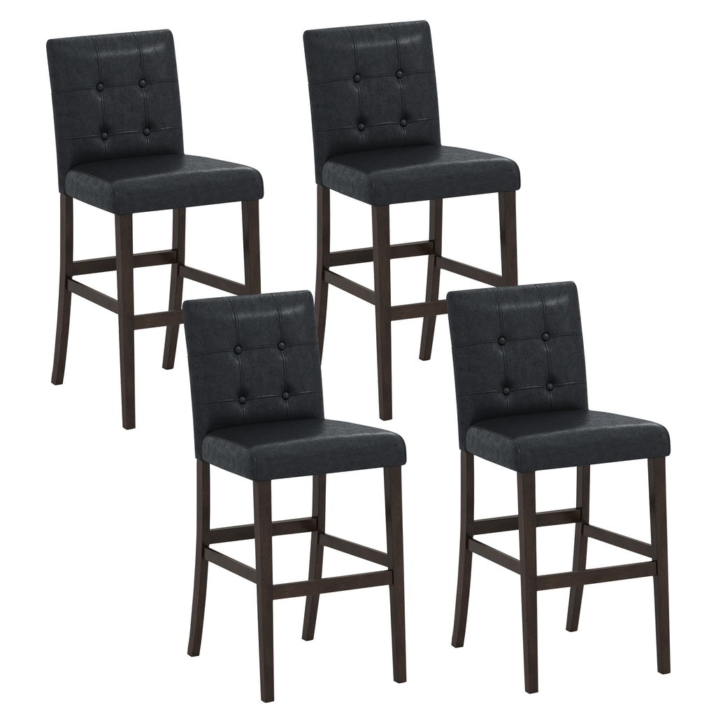 PVC Leather Bar Stools Set of 4, 24 inches