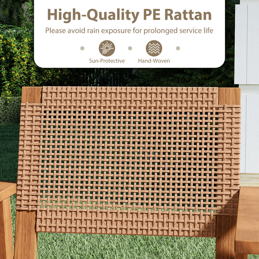 5-Piece Outdoor Dining Set - Acacia Wood & PE Rattan