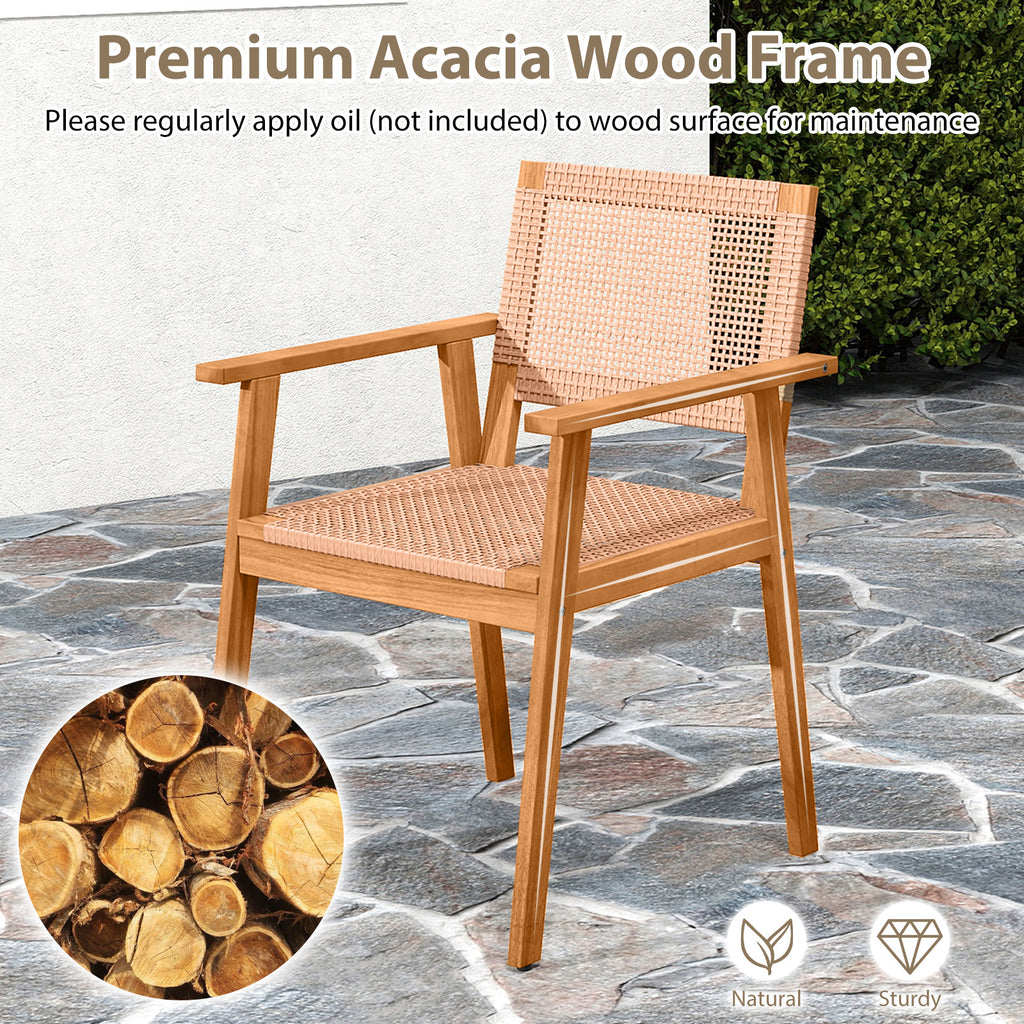 5-Piece Outdoor Dining Set - Acacia Wood & PE Rattan