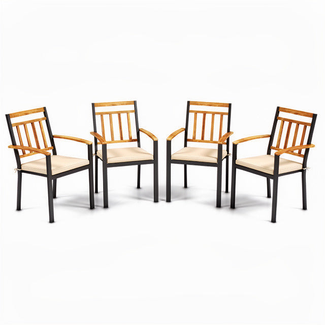63-Inch Outdoor Dining Table & 4 Chairs Set - Style C