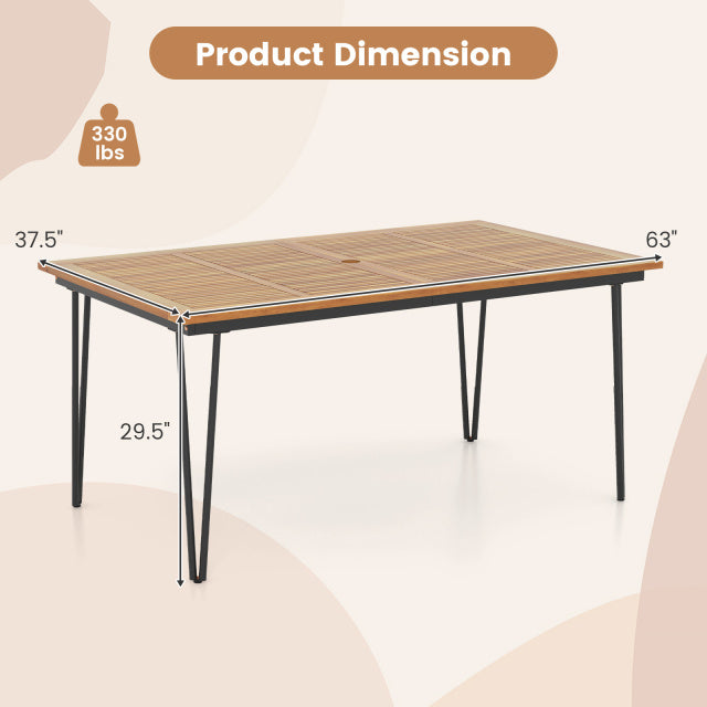 63-Inch Outdoor Dining Table & 4 Chairs Set - Style C
