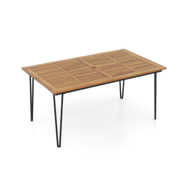 63-Inch Outdoor Dining Table & 4 Chairs Set - Style C