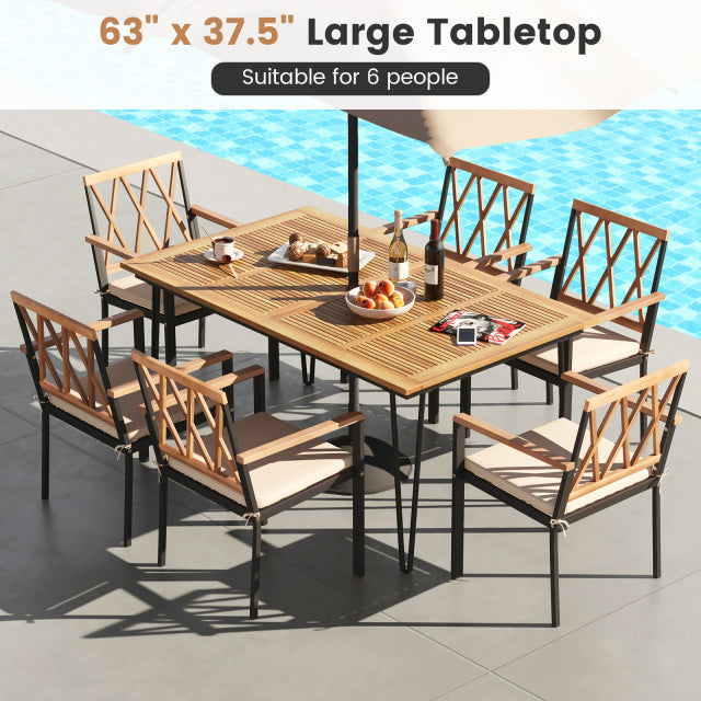 63-Inch Outdoor Dining Table & 4 Chairs Set - Style C