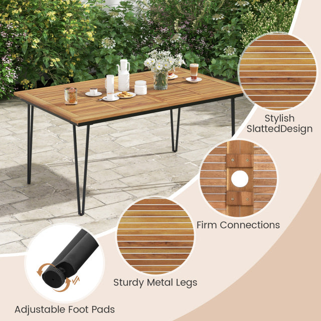 63-Inch Outdoor Dining Table & 4 Chairs Set - Style C