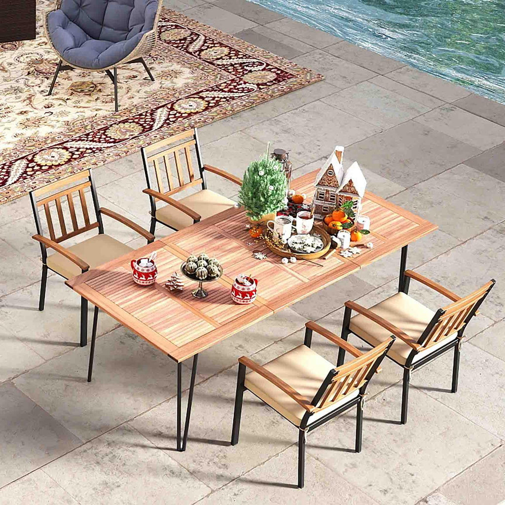 63-Inch Outdoor Dining Table & 4 Chairs Set - Style C