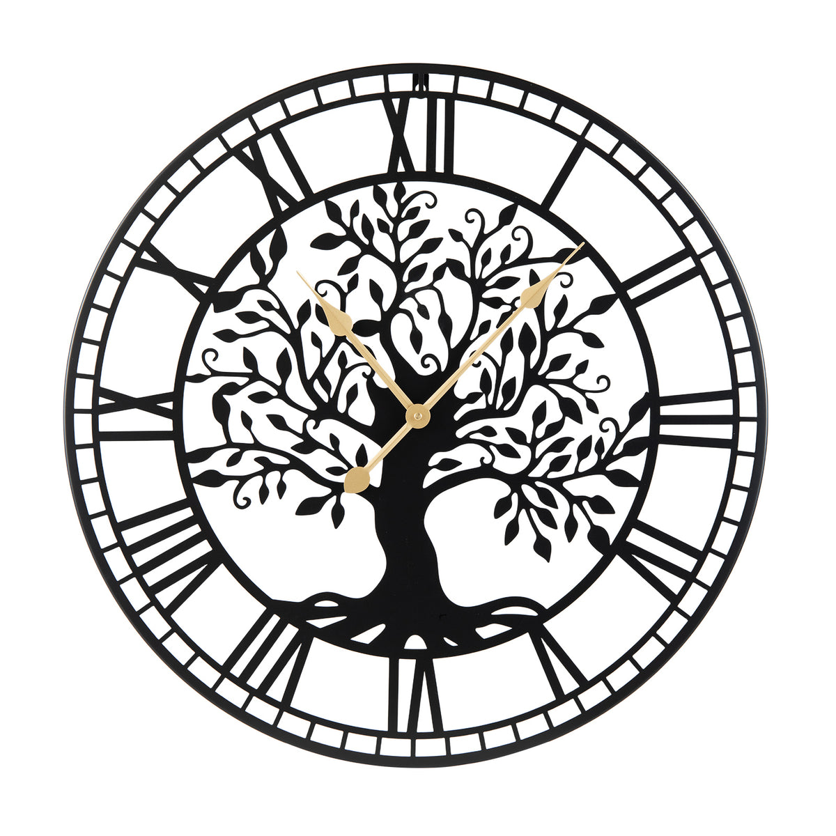 Large Wall Clock 27 Inch Tree of Life Metal Wall Decor Black Variation