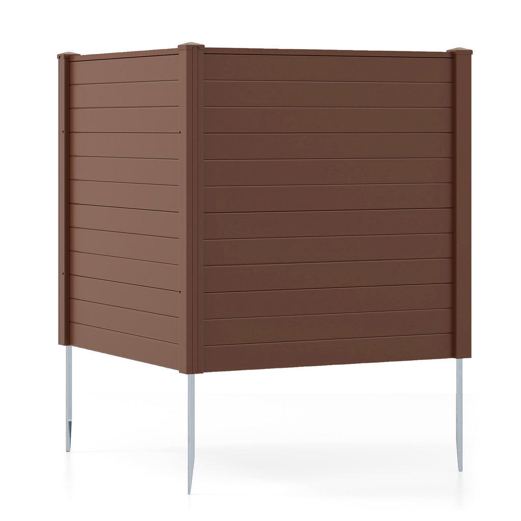 2-Panel 48x48 Inch Air Conditioner Fence with Metal Ground Stakes - Brown