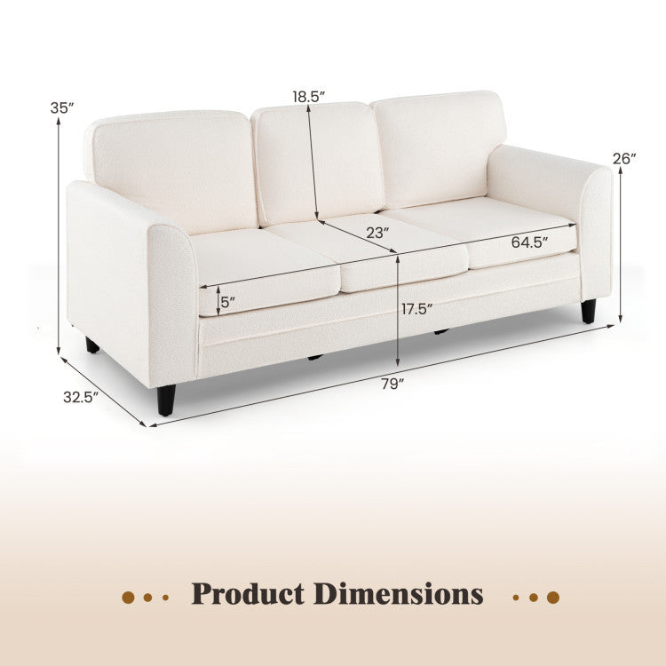 3-Piece Living Room Furniture Set with Teddy Sofa, Bookshelf & Murphy Bed