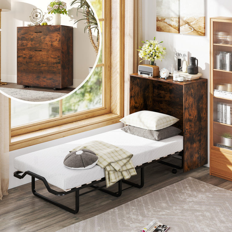 3-Piece Living Room Furniture Set with Teddy Sofa, Bookshelf & Murphy Bed