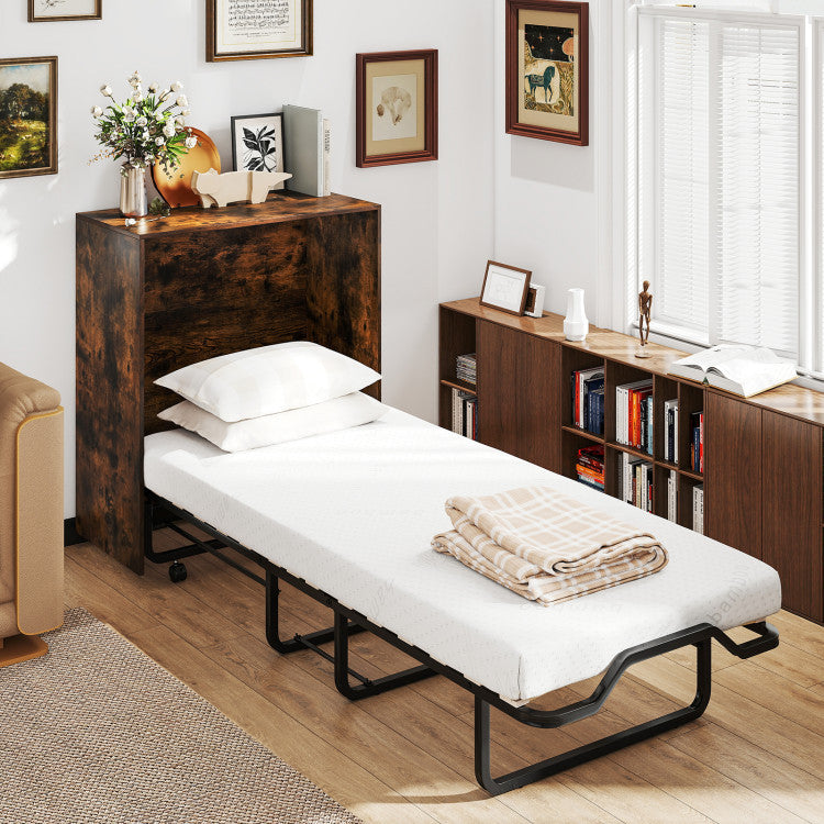 3-Piece Living Room Furniture Set with Teddy Sofa, Bookshelf & Murphy Bed