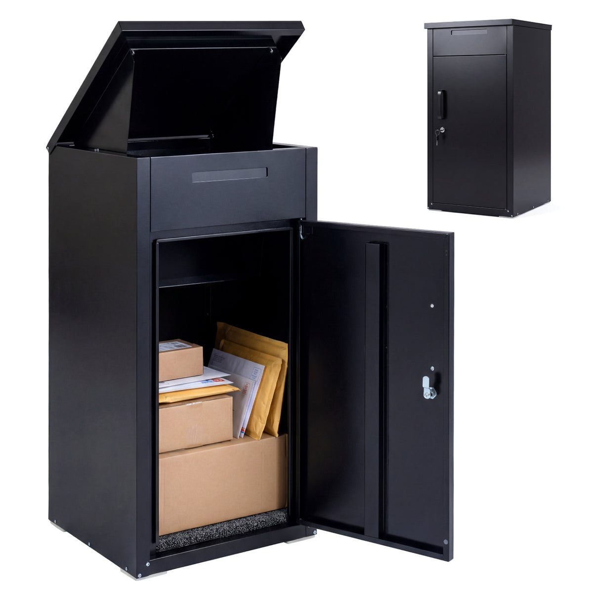 Wood Package Delivery Box with Removable Shelf - 34 Inch H