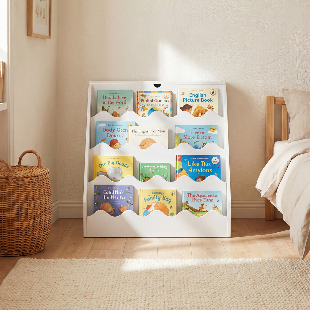 2-In-1 Kids Bookshelf & Toy Storage Organizer - White, 4-Tier with Flip Compartment