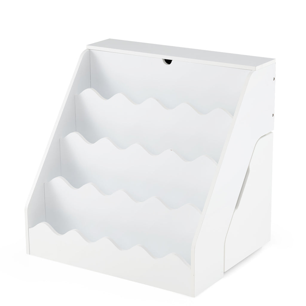 2-In-1 Kids Bookshelf & Toy Storage Organizer - White, 4-Tier with Flip Compartment