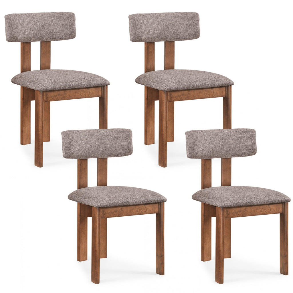 Upholstered Dining Chairs Set of 2, Walnut - Curved Backrest