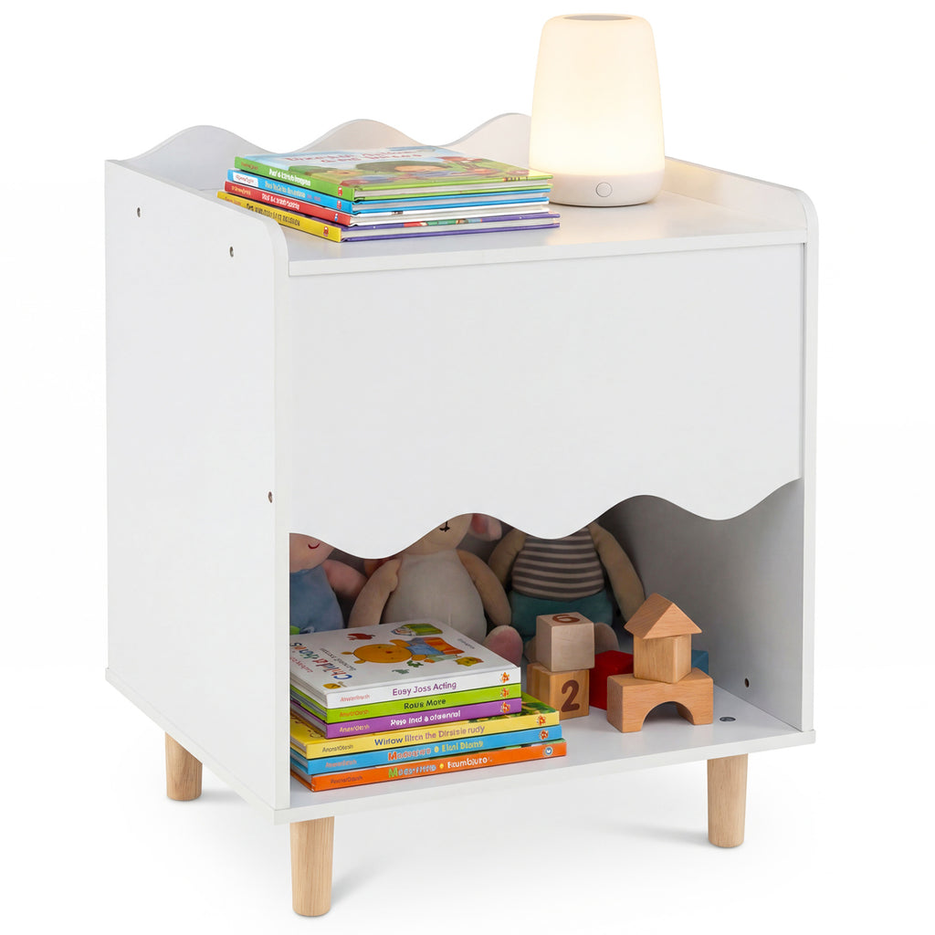 Pink Toddler Scalloped Side Table with Storage & Open Compartment