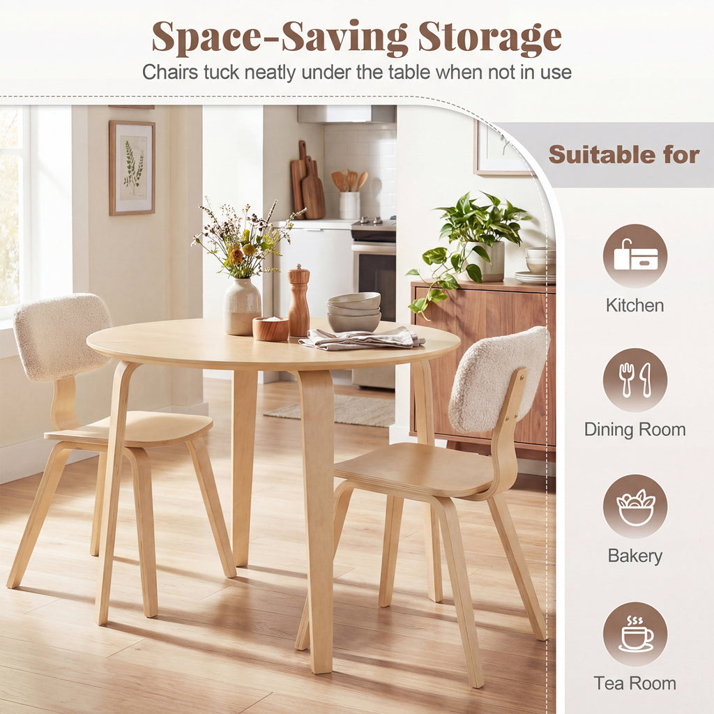 3-Piece Dining Table Set with 2 Padded Chairs - Natural