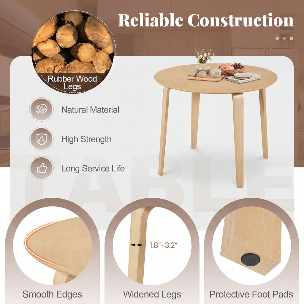 3-Piece Dining Table Set with 2 Padded Chairs - Natural