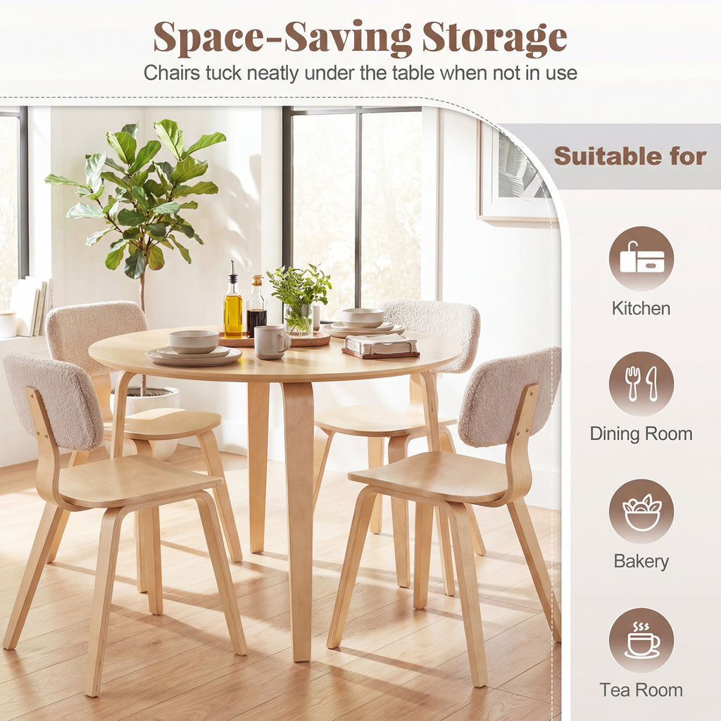 5-Piece Dining Set with 4 Padded Chairs, Natural