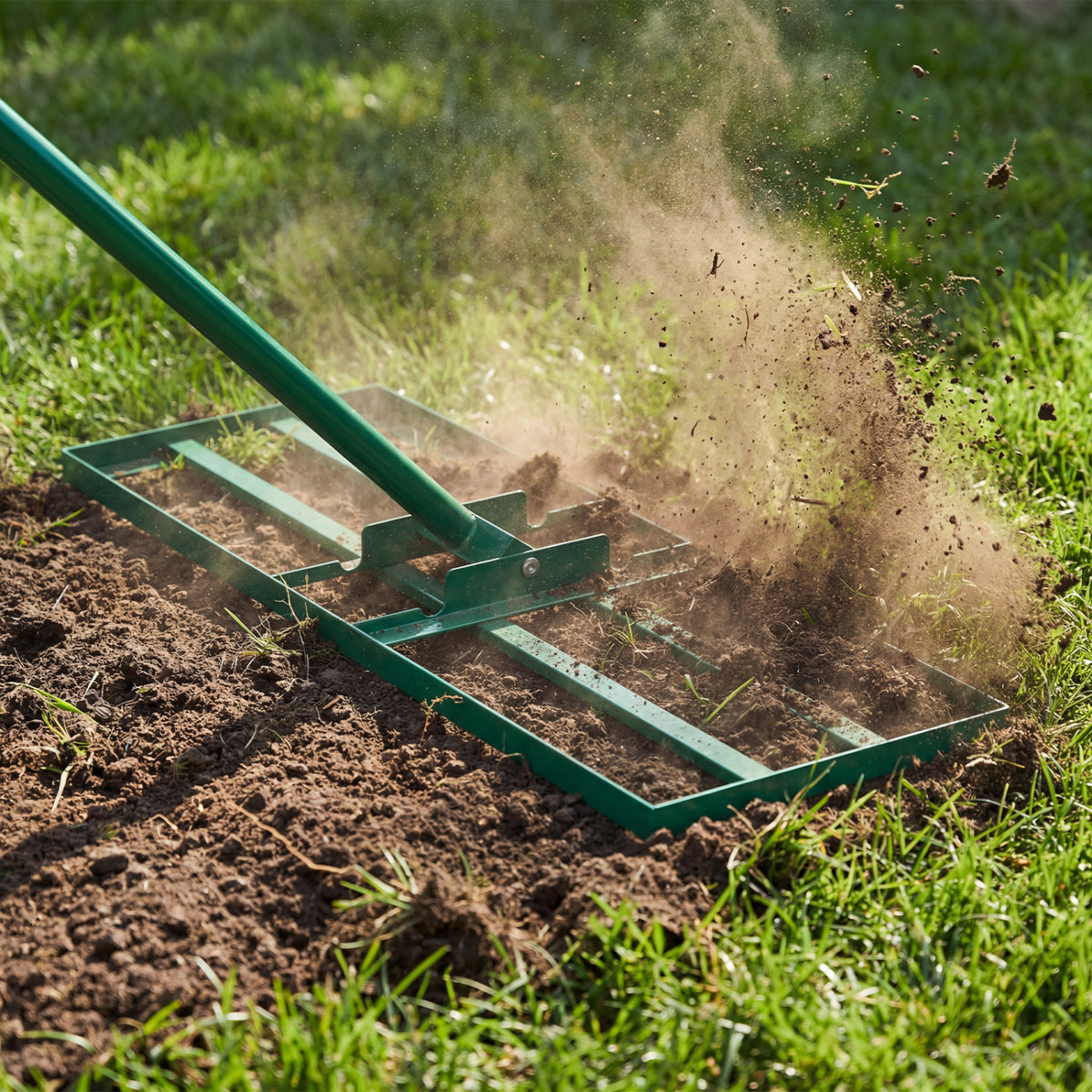 69 Inch Heavy Duty Lawn Level Tool with 30x10 Rake Plate - Black