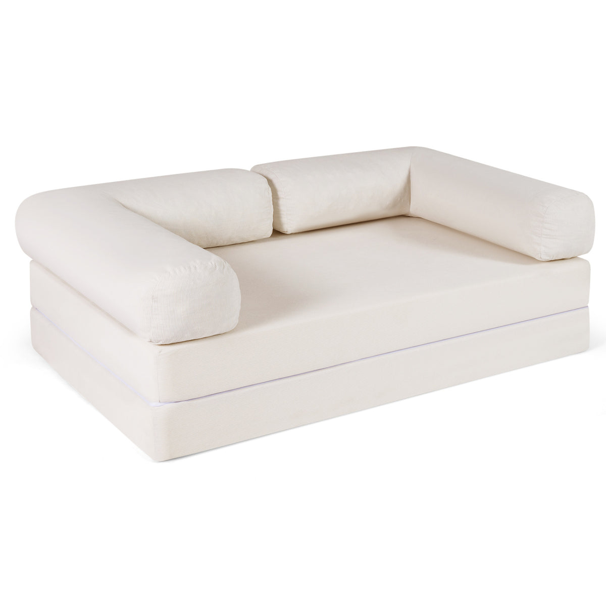 4-in-1 Convertible Folding Sofa Bed, Beige Corduroy - 59 Inch