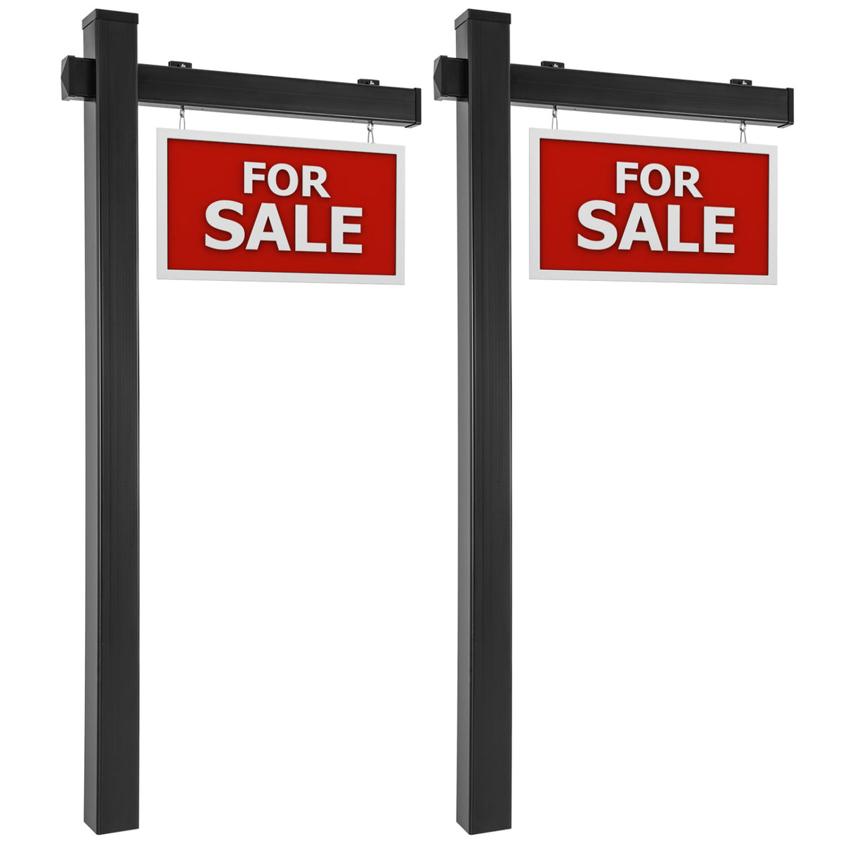 Realtor Yard Sign Post Set of 2, 6 Feet Vinyl UPVC Black Sign Posts for Open House