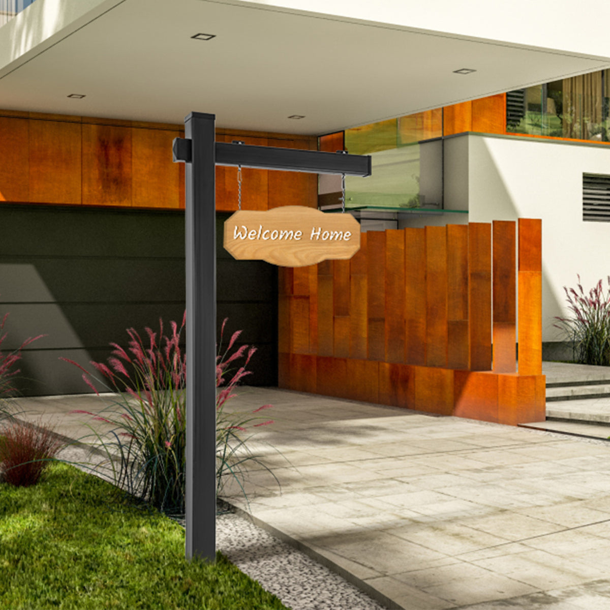 Realtor Yard Sign Post Set of 2, 6 Feet Vinyl UPVC Black Sign Posts for Open House