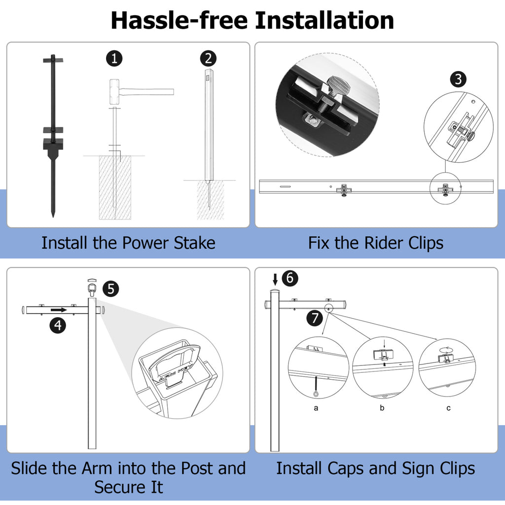 Realtor Yard Sign Post Set of 2, 6 Feet Vinyl UPVC Black Sign Posts for Open House