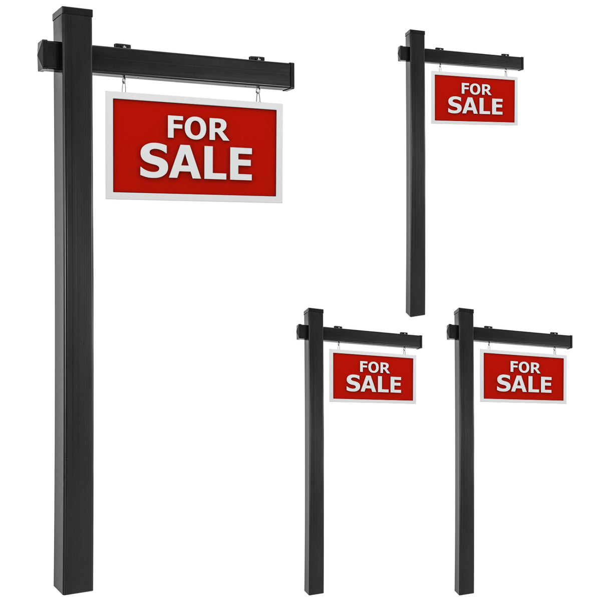 Realtor Yard Sign Post Set of 4 Black - 6 Feet UPVC Sign Stake for Open House