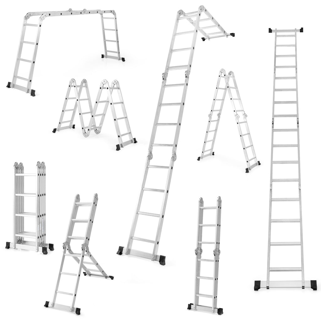 15 Feet Folding Aluminum Ladder with Safe Locking Hinge