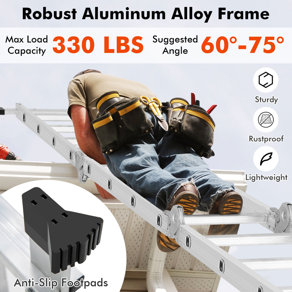 15 Feet Folding Aluminum Ladder with Locking Hinge