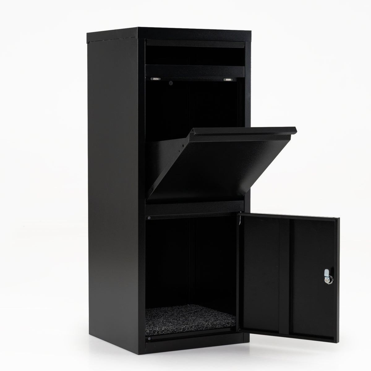 Galvanized Package Delivery Box with Anti-Theft Lock - Black