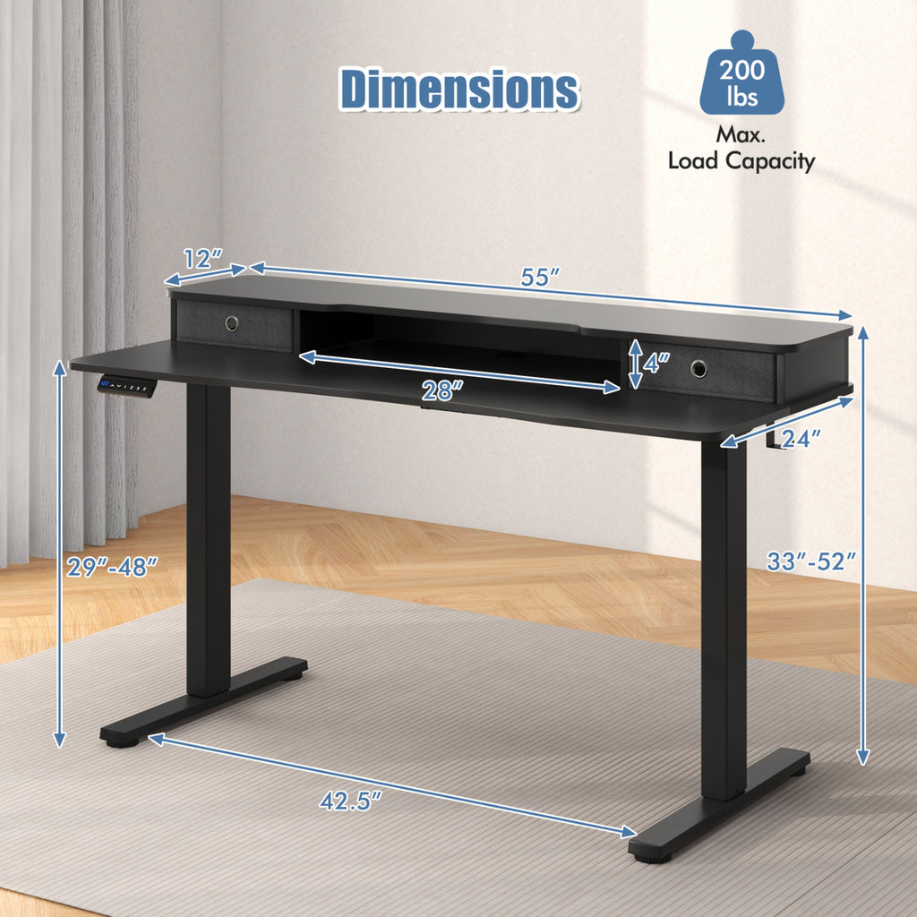 Electric Height Adjustable Standing Desk and Drafting Chair Set