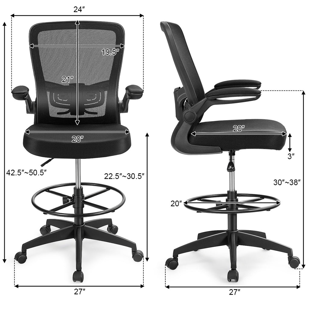 Electric Height Adjustable Standing Desk and Drafting Chair Set