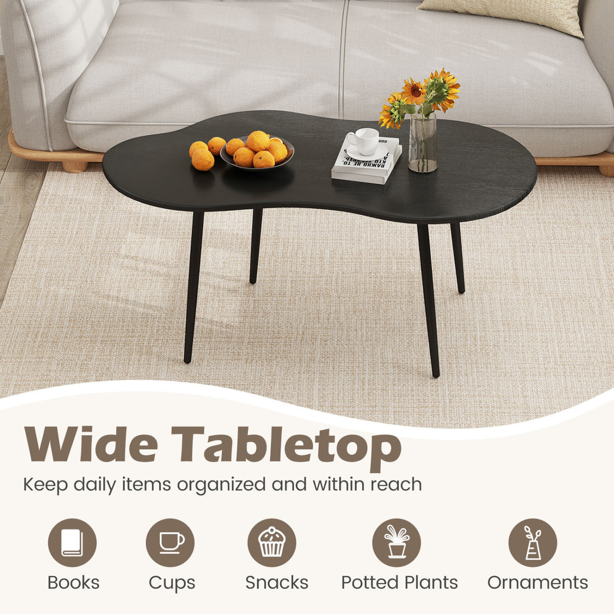 Cloud Shape Coffee Table 39.5" - Black