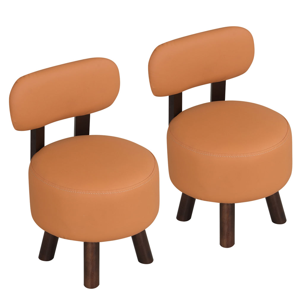 Round Ottoman with Backrest Set of 2 - Orange