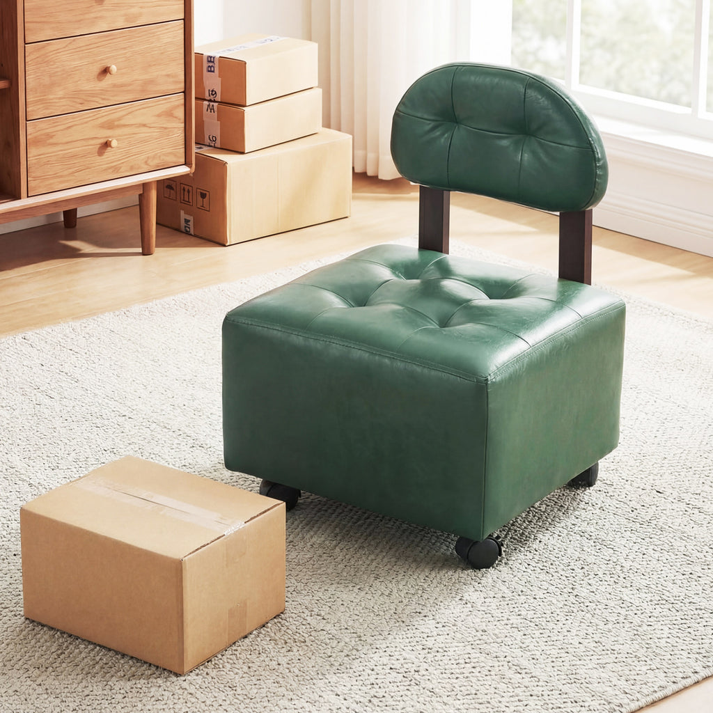 Rolling Footrest Stool with Lockable Wheels, Set of 2 - Green