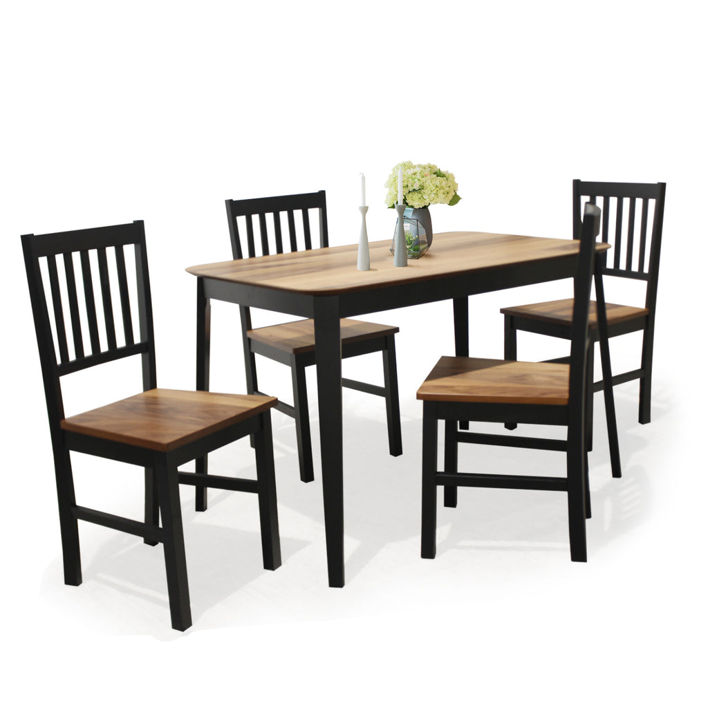 5-Piece Dining Table and Chair Set - Walnut Wood Grain