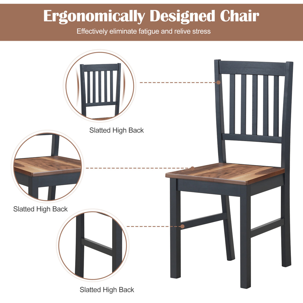 5-Piece Dining Table and Chair Set - Walnut Wood Grain