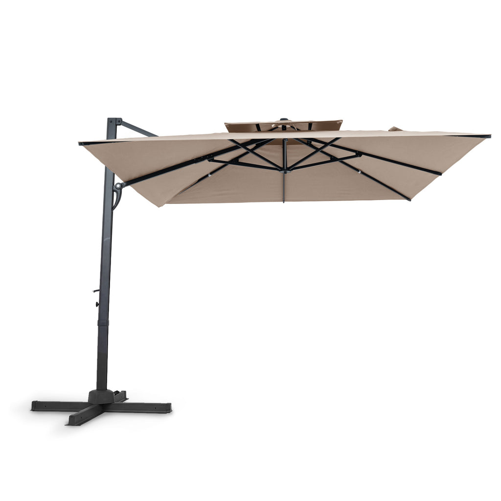 10 FT Cantilever Patio Umbrella with 32 Solar LED Lights and 220 LBS